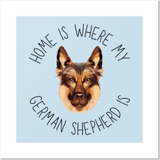 Home is Where My German Shepherd Is Dog Breed Lover Watercolor Posters and Art